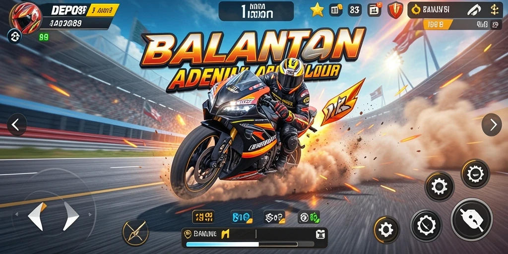 Screenshot gameplay DEPO89 menampilkan aksi balapan motor yang mendebarkan.