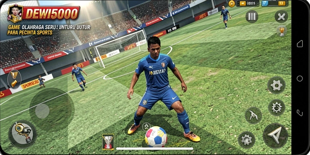 Tampilan gameplay seru DEWI5000 yang menampilkan aksi olahraga yang mendebarkan.