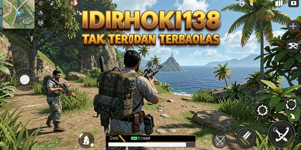 Screenshot gameplay IDRHOKI138 menampilkan eksplorasi dunia terbuka yang luas.