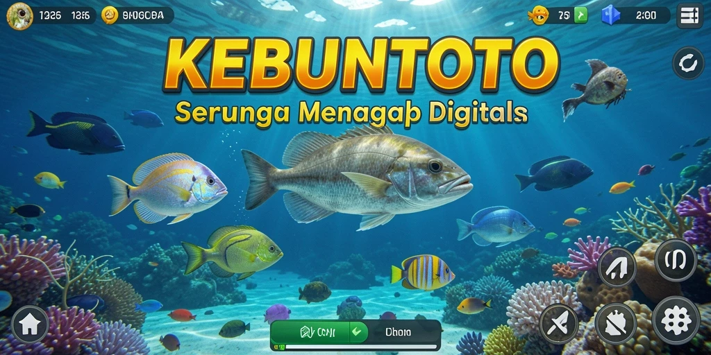 Tampilan gameplay KEBUNTOTO saat menangkap ikan di lautan.