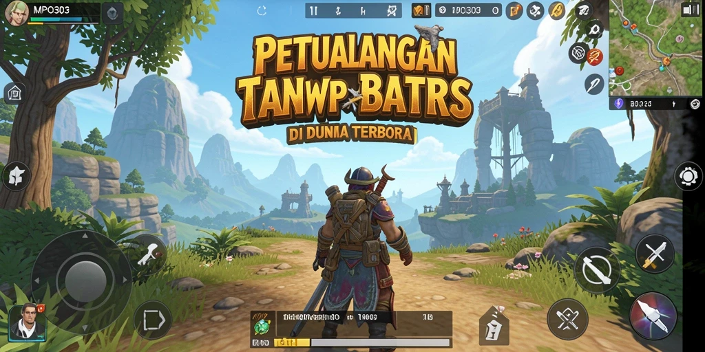 Screenshot gameplay MPO303 menampilkan dunia terbuka yang luas dan indah.