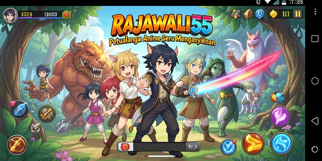Menampilkan gameplay seru dari RAJAWALI55 dengan karakter anime ikonik.